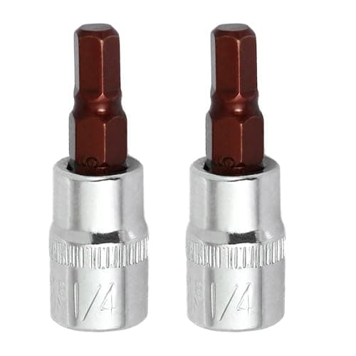 Image of 2PCS Juttzzei Hex Bit Socket, 1/4" Drive x H5 (5mm) Allen Key Socket, Premium S2 Alloy Steel 5mm Hex Bit with 1.5" Length for Torque Wrench, Ratchet Wrench, Impact Power Drills