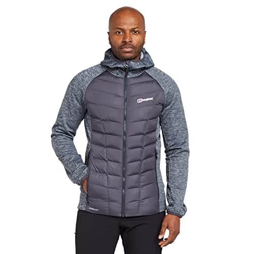 Image of Berghaus Men's Kamloops Hybrid Jacket with Fixed Stretch Bound Hood, Fleece Jacket for Walking & Hiking, Outdoor Recreation Clothing (UK, Alpha, L, Regular, Regular, Grey)