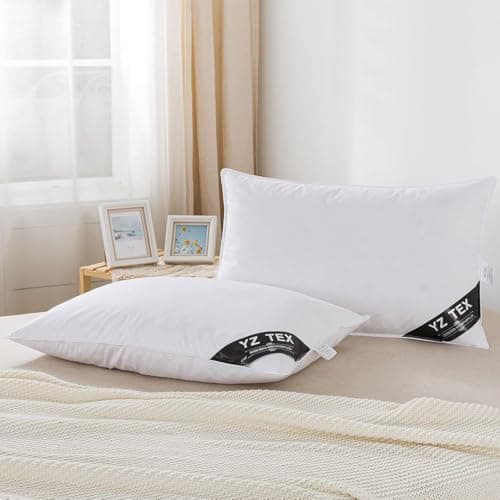 Image of YZTEX 2 Pack Goose Feather and Down Pillows 100% Cotton Shell Soft Hotel Quality Pillows(15% Down)