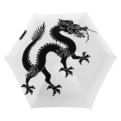 Image of LEDFCVSU Folding Umbrella, Black Dragon Umbrella,5 Fold Travel Umbrella for Windproof, Rainproof
