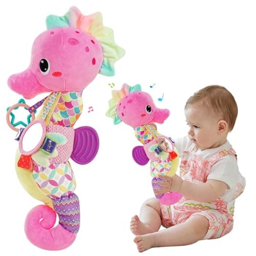 Image of Baby Toys 0-3 0-6 Months, New Baby Girls Boys Gifts Newborn Sensory Toys 0 3 6 6-12 months, Essentials Newborn Baby Musical Soft Tummy Time Toys with Mirror Rattles Teether for Babies Girls Boys