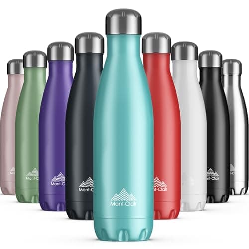 Image of Mont-Clair Stainless Steel Water Bottle, Vacuum Insulated - BPA Free, 12h Hot & 24h Cold Drinks, Metal Water Bottle 500ml Leakproof, Ideal for Adult, Kids, Running - Light Blue