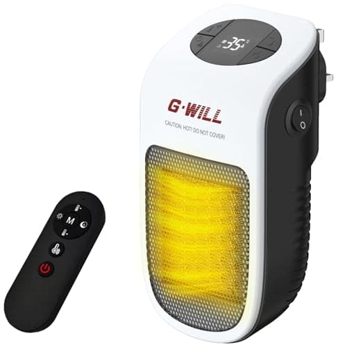 Image of G-WILL Smart Plug in Heater 600W [Gen 2] (White) - 4p/hr Running Cost, Wake-up Timer, Cuts 75% Energy, Ceramic Mini Portable Electric Space Fan Heater, Auto Thermostat, 4-Layer Safety System