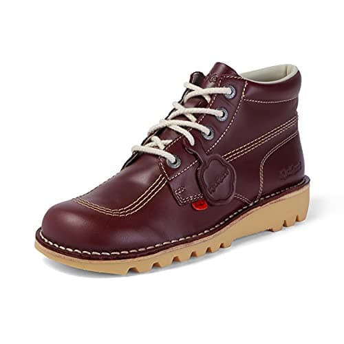 Image of Kickers Mens Kick Hi | Extra Comfortable Added Durability Premium Quality Classic Ankle Boots, Dark Red, 9 UK