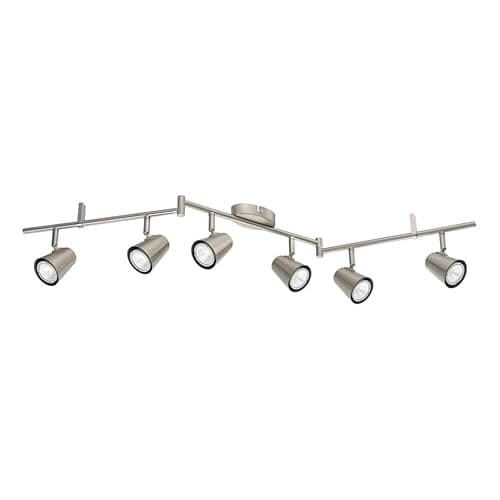 Image of URBNLIVING TRAVALE 6 Arm LED Ceiling Light Fixture, Modern Satin Nickel Bar Light with GU10 Bulbs – Contemporary Lighting.