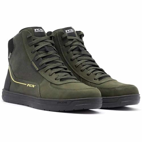 Image of TCX Men's Mood 2 Gore-tex Motorcycle Shoes, Green Black Yellow, 8 UK