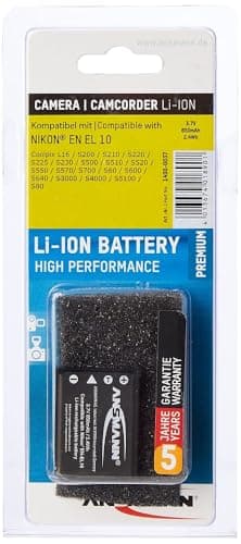Image of ANSMANN Li-Ion 3.7V Camera Battery Replacement For EN-EL10 [Pack of 1] Compatible with Nikon Cameras Including Nikon COOLPIX L16, COOLPIX S200, COOLPIX S80 & Many More - 5 Year Warranty