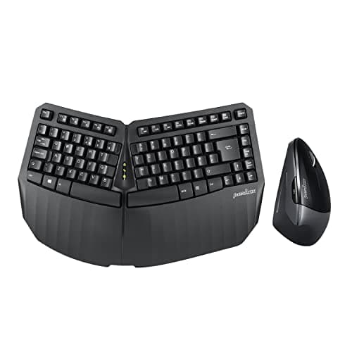 Image of perixx PERIDUO-813 Wireless Ergonomic Compact Keyboard and Vertical Mouse, UK QWERTY, Bluetooth and 2.4GHz, Black