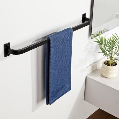 Image of Mooche Black Towel Rail Wall Mounted, 55CM Hand Towel Holder, SUS304 Stainless Steel Single Towel Bar for Bathroom Kitchen Home