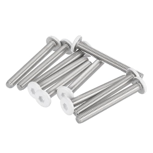 Image of sourcing map 10 Pcs M6-1 x 50mm Button Head Hex Socket Head Screws, 304 Stainless Steel Bolts Full Thread Bright Finish Self Tapping Screws for Furniture Electrical Appliances, White