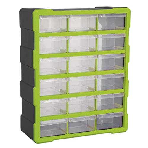 Image of Sealey Apdc18Hv Cabinet Box 18 Drawer - Hi-Vis Green/Black