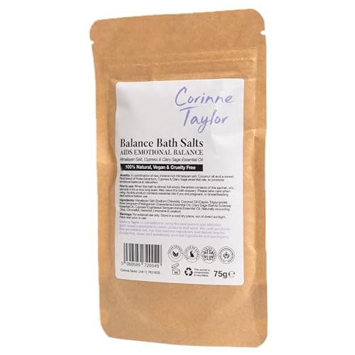 Image of Corinne Taylor | Balance Himalayan Bath Salts | Rose Geranium, Clary Sage & Cypress | for Emotional Balance & Relaxation | Organic & Natural | 75g