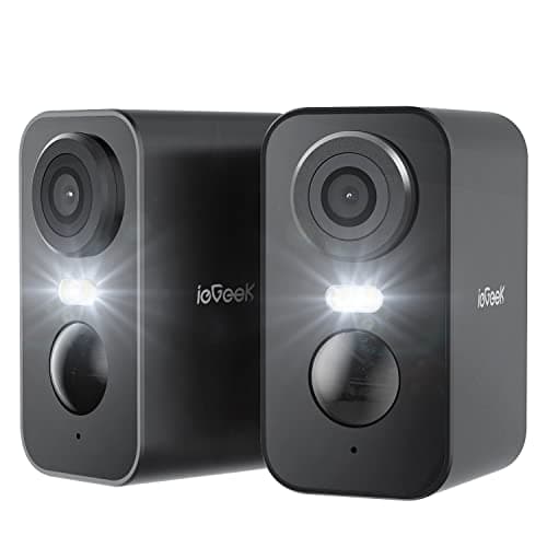 Image of ieGeek No Monthly Fee 2K Wireless Security Camera Outdoor Colorful Night Vision, Rechargeable Battery CCTV Camera Systems, WiFi Home Security Camera, Motion Detection, Siren Floodlight,2 Pack/2PCS Set