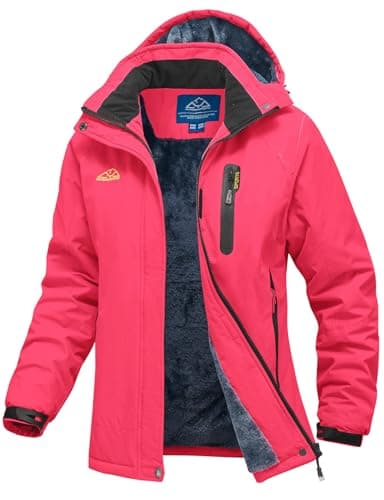 Image of YSENTO Womens Waterproof Jackets Winter Fleece Outdoor Ski Snowboarding Walking Coat with Detachable Hood(Rose Red,M)