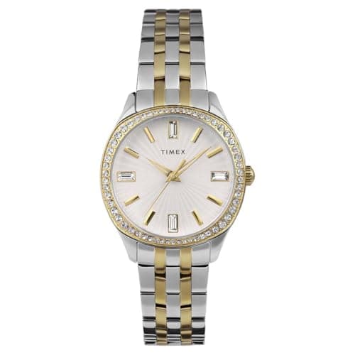 Image of Timex Women's Trend 36 mm Watch - Two-Tone Stainless Steel Bracelet Silver-Tone Dial Two-Tone Case TW2W17700