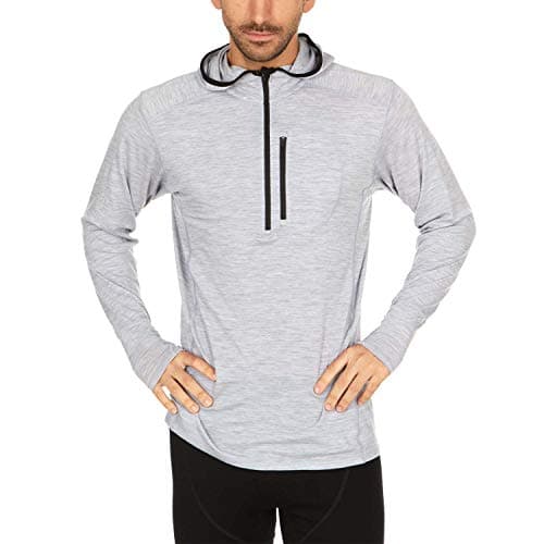Image of Minus33 Merino Wool Mens Micro Weight Woolverino ¼ Zip Sun Hoodie Ash Gray Medium
