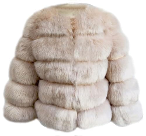 Image of loveimgs Women Warm Fluffy Cropped Puffer Jacket Faux Fur Coat Crop Parka Collarless Winter Teddy Bear Coat Overcoat, Beige Camel, Small