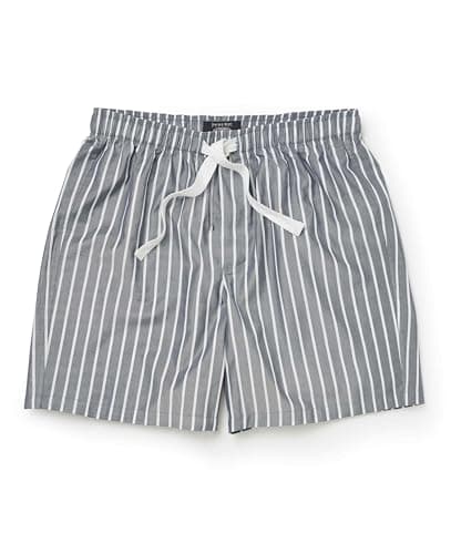 Image of THE SAVILE ROW COMPANY LONDON Men's Luxury 100% Cotton Soft Pyjama Lounge Shorts - Navy White Striped - Medium
