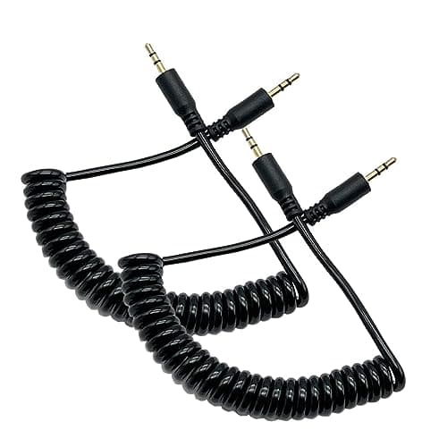 Image of LiKuCo Coiled 2.5mm Audio Cable; 2Pacck Coiled 2.5mm to 2.5mm Male to Male Stereo Headset Headphone Jack Gold Plated Connector Wire Cord Plug Cable