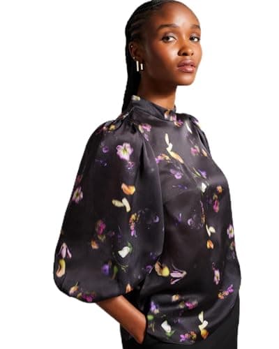 Image of Niycole High Neck Top With Balloon Sleeves