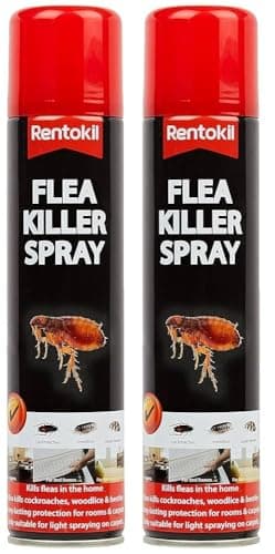 Image of Bazaarist Rentokil Flea Killer Spray 300ml – Ready-to-Use Aerosol Surface Insecticide for Long-Lasting Control of Fleas on Hard Surfaces and Carpets (2PCS)