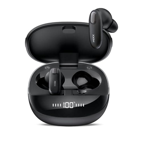 Image of Mixx StreamBuds Charge 2 Mini True Wireless Earbuds, Bluetooth Wireless Earphones, 36 Hours Playtime, Digital Display, Wireless Charging, Hands-Free Calling - Black