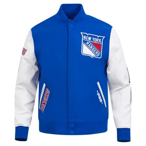 Image of Pro Standard Men's NHL Classic M Wool Varsity Jacket, Royal Blue/White, 3XL