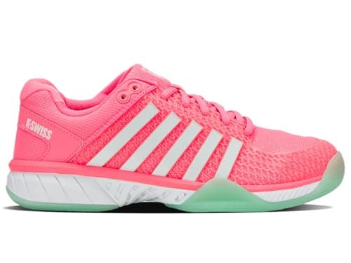 Image of K-Swiss Women's Express Light Pickleball Shoe, Neon Pastel Pink/Neon Mint/White, 8 UK