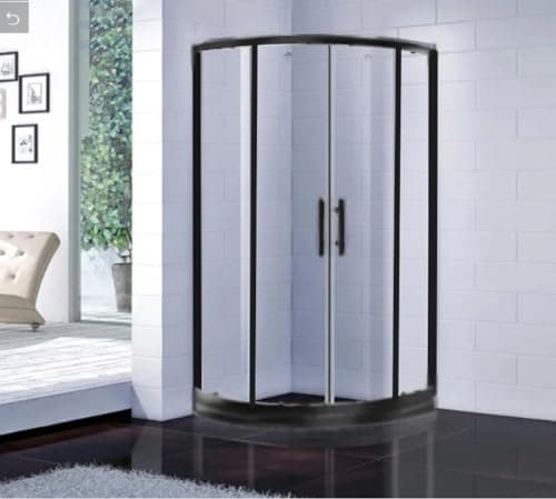 Image of Quadrant Shower Enclosure Black 900 mm Walk in Corner Cubicle (900mm Quadrant Black)