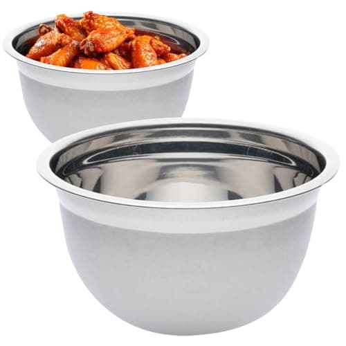 Image of 26cm German Stainless Steel Mixing Bowl - Kitchen Salad Fruit Cooking Deep 5 Litre | For Kitchen, Catering, Restaurants, Cooking | Tableware Bowl For Mixing, Whipping, Double Boiling & Marinating