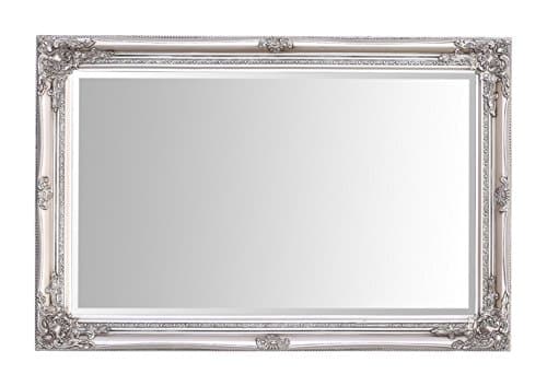 Image of Select Mirrors Rhone Wall Mirror – French Vintage, Rococo Baroque Style, Shabby Chic Home Decor – Large - 60cm x 90cm (2x3 ft) (Antique Silver)