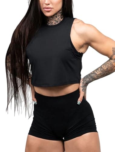 Image of Women Yoga Workout Tank Tops Fitness Bodybuilding Cropped Vest Athletic Sleeveless Shirts 2557 Black L