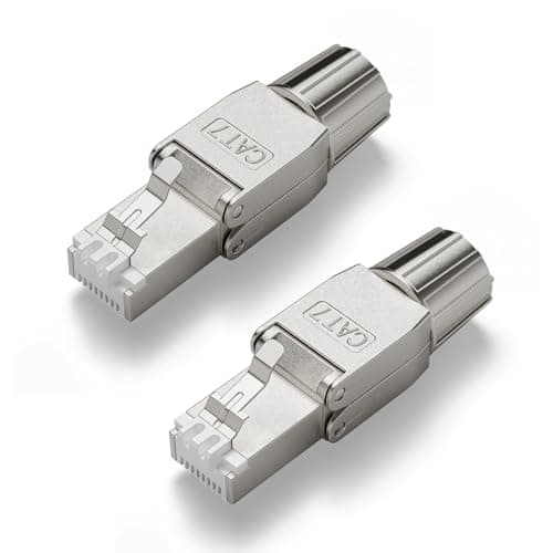 Image of VCELINK RJ45 CAT7 CAT6A Connectors Tool Free Shielded Toolless Modular Network Plug for Installation Cable 2 Pack