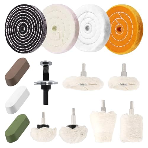 Image of Waltool 13Pcs Buffing Wheels with 1/4" Drill Shank and Polishing Compounds Kit for Drill, Buffer Wheels Pads for Stainless Steel Aluminum Glass Chrome Jewelry Wood Plastic Ceramic
