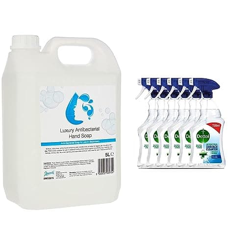 Image of 2WORK 2W03975 5 L Anti-Bacterial Hand Wash,Multicolor, Pack of 1 & Dettol Antibacterial Trigger 750ml x6