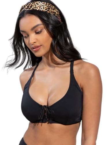 Image of Pour Moi? Women's LBB Rope Underwired Convertible Wired|#181 Plain Bikini Tops, Black (Black), 34D