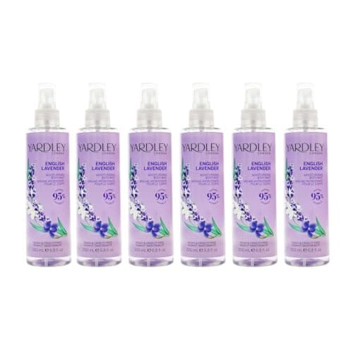 Image of Yardley London English Lavender Moisturising Body Mist, Vegan and Cruelty Free, 200ml, Pack of 6