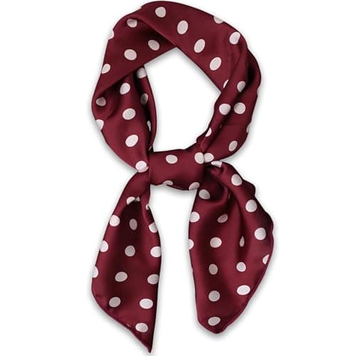 Image of Avavani Red Polka Dot Scarf Square - Vintage Bandana Head Scarf for Women, Silk Touch Chiffon Neck Scarf, Valentine Wedding Casual Accessory, 70x70cm
