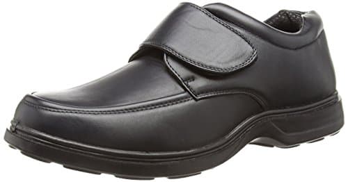 Image of Comfisole Percy Mens Smart Shoes - Comfortable Black Footwear for Men with Touch Fastening Strap. Casual Lightweight Wide Fit Shoes for Men Black 10 UK