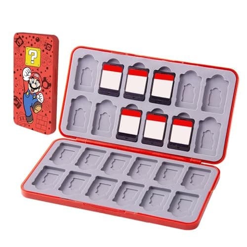Image of PERFECTSIGHT Cute Game Card Case for Nintendo Switch 2 & Switch Lite & OLED, 24 Game Holder Cartridge Case for Game Cards and SD Cards, Kawaii Portable Compact Storage Box (Red, 24 Slots)