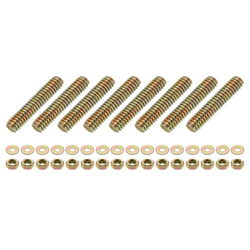 Image of sourcing map 8Pcs Fully Threaded Rod, 1/4" UNC x 1-1/4" Length Zinc-Plated Carbon Steel Fully Threaded Studs with Nuts and Washers for Clamps, Hangers and U-Bolts, Color Zinc