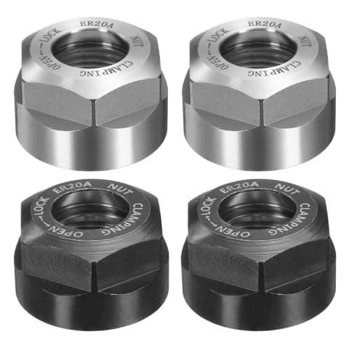 Image of sourcing map 4pcs ER20-A(M25) Type Collet Clamping Nut with Dynamic Balance Holes 40Cr Alloy Steel for CNC Machine Chuck Lathe Milling Tools Holder, Black & Bright Silver