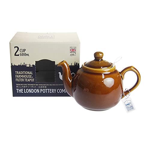 Image of London Pottery Farmhouse Small Teapot with Infuser, Ceramic, Rockingham Brown, 2 Cup (600 ml)