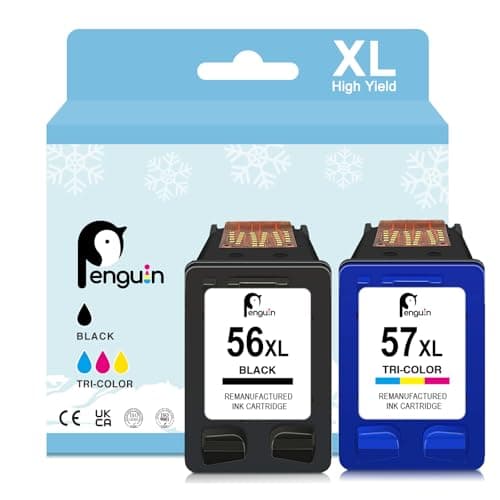 Image of Penguin 56XL 57XL compatible with HP 56 57 Ink Cartridge Replacement for PhotoSmart 2410 2450 2510 2550 7150 PSC 1100 1110 1200 1205 1210 DeskJet 450 5100 5145 5150 OfficeJet 2110 4105 Black Colour