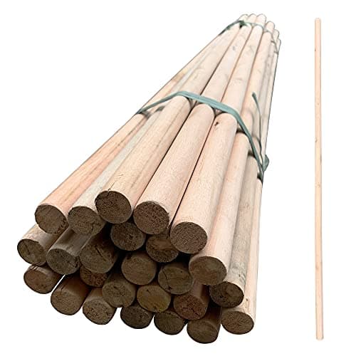 Image of Wooden Broom Handles – Pack of 25 Multipurpose Broom Handle, Mop Handle, Broomstick Pole, Plant Support Sticks for Garden 15/16 23-24mm Diameter 120cm Long Wooden Handle