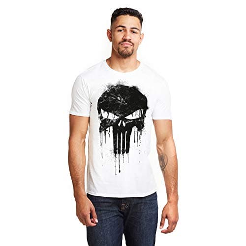 Image of Marvel Men's Avengers Punisher Skull T Shirt, White (White White), XXL UK