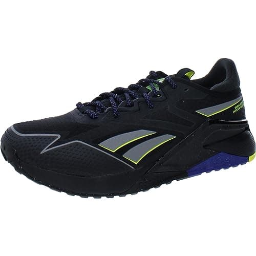 Image of Reebok Unisex-Adult Nano X2 Tr Adventure Cross Trainer, Black/Bold Purple/Acid Yellow, 12 UK Men / 13 UK Women