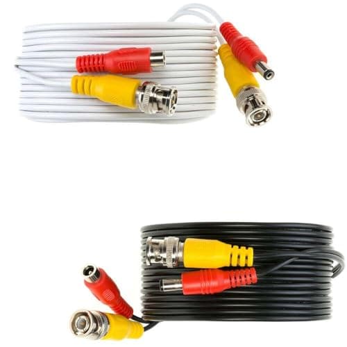 Image of Cables Direct Online 30M White Premade BNC Video Power Cable/Wire for Security Camera, CCTV, DVR, Surveillance System, Plug & Play