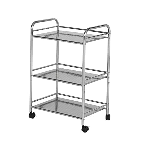 Image of Multibao Stainless Steel Rack Shelf 3 Tier Side Rolling Kitchen Service Cart Trolley Rack Stand for Beauty Salon Shelf BBQ Hotels Restaurants 50cmx35cmx75cm