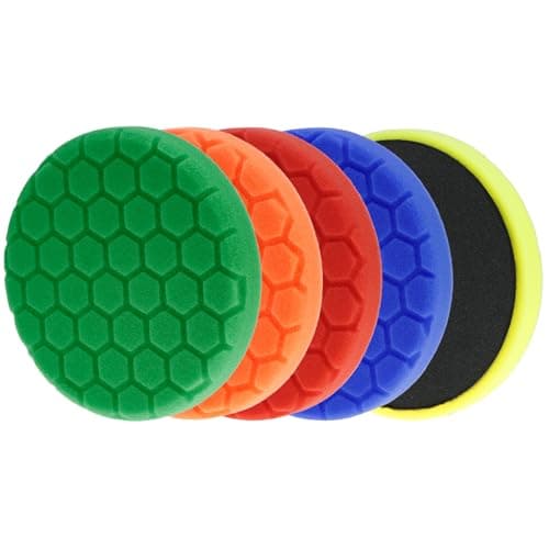 Image of QWORK® 5-Piece Foam Polishing Pads, 6-Inch Reusable Car Polishing Sponges for Polishing Waxing Sealing Glaze, Use with Eccentric Machines